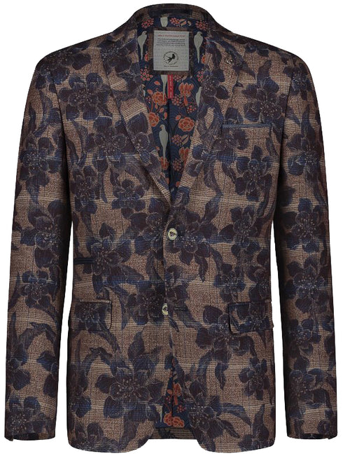 Brown Flower Check Blazer